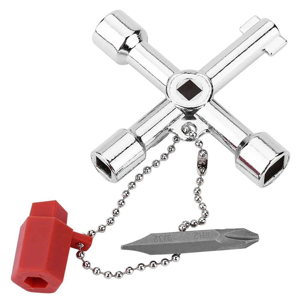 Llave triangular de utilidad de agua multifuncional, llave de plomería, tren triangular cuadrado, armario eléctrico, gabinete elevador