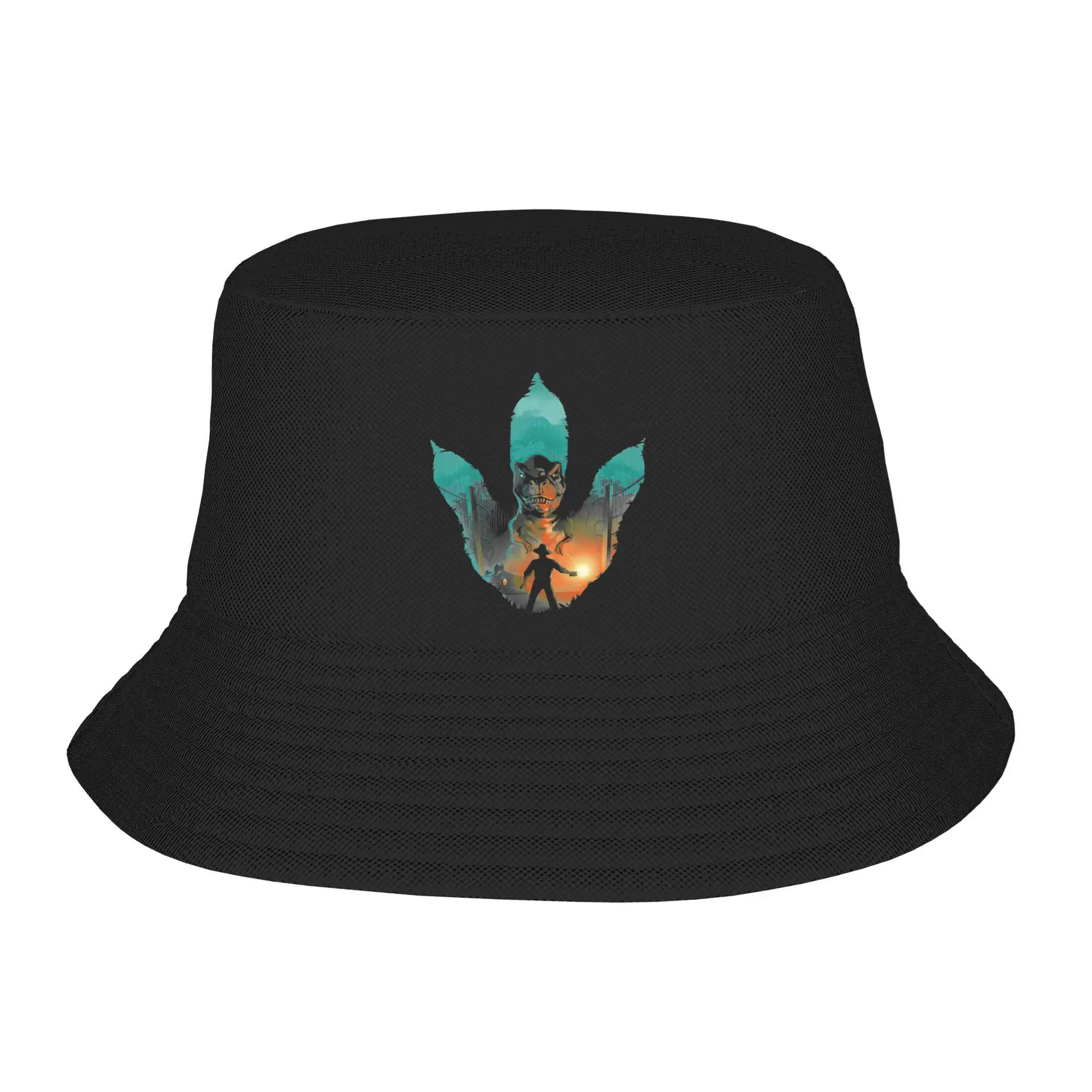 

Jurassics parks Bucket Hat Movie Streetwear Fisherman Caps For Couple Retro Vacation Sun Hats Personality Design Cap