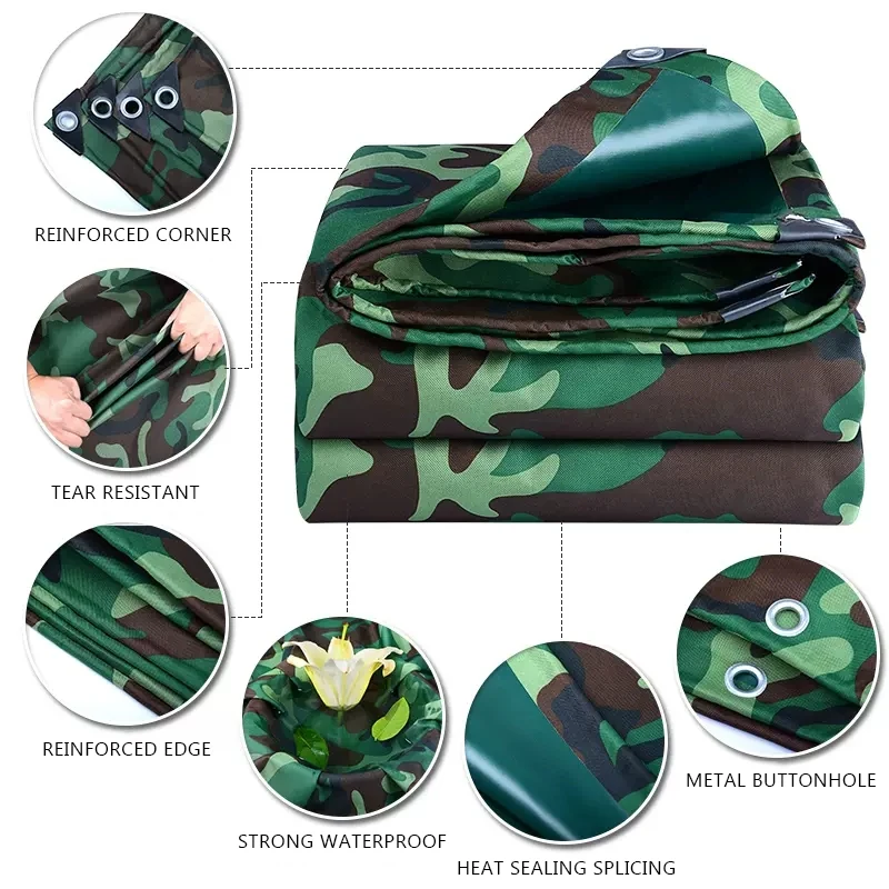 PVC Coating Camouflage Oxford Cloth Truck Raincover Outdoor Rainproof Tarpaulin Pet House Waterproof Shed Garden Awning Canopy