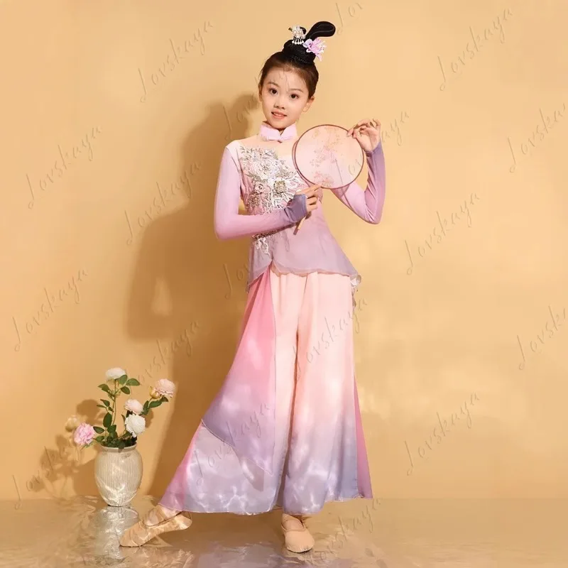 

Новый дизайн детского и женского классического танцевального наряда - танцевальный наряд в форме веера с градиентом для выступления