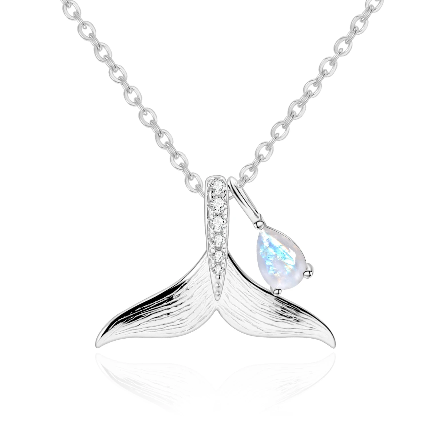 Imagem -06 - Ballet Gems-925 Sterling Silver Mermaid Necklace Milky Blue Moonstone Pendant June Birthstone Jewelry Pendant For Her