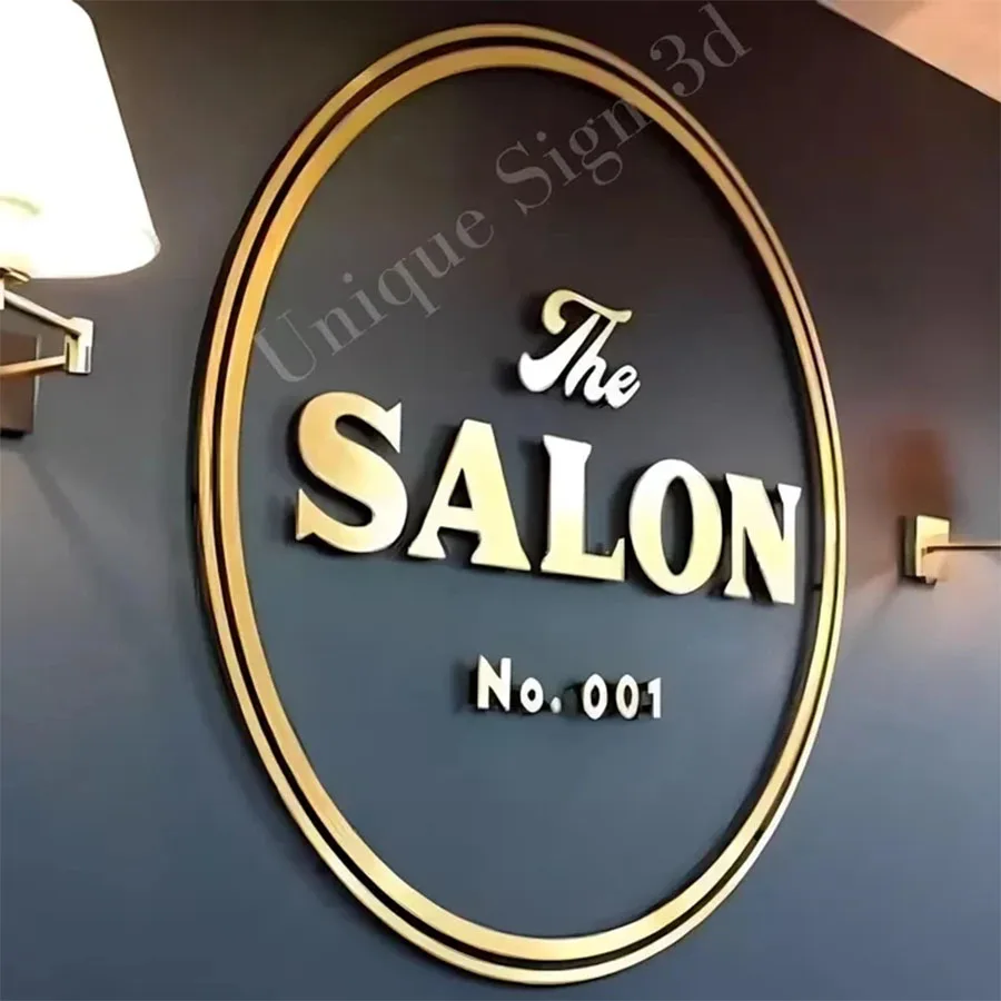 

Personalized Custom Logo Large Business Sign Decration 3&5mm Acrylic Logo Sign 3D Mirror Custom Wall Logo For Salon ,Office,Spa