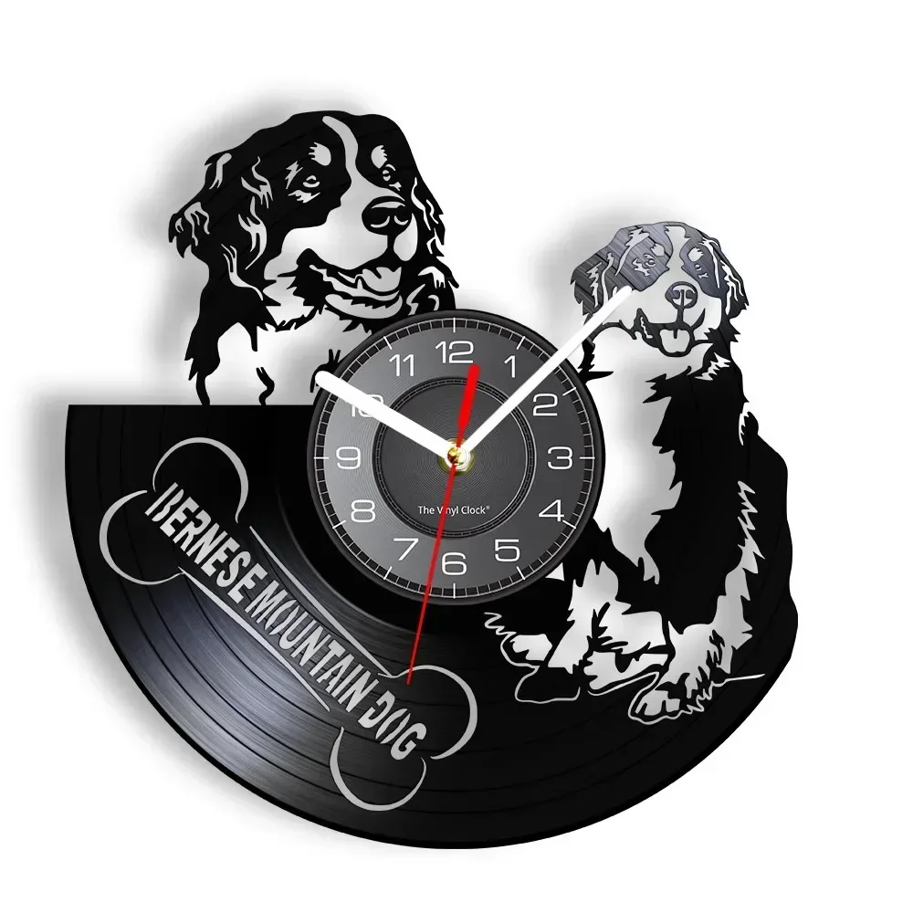 Bernese Mountain Dog Wall Clock Vinyl Record Wall Art Home Decor Berner Pet Vintage Wall Watch Berner Sennenhund Dog Breed Gift