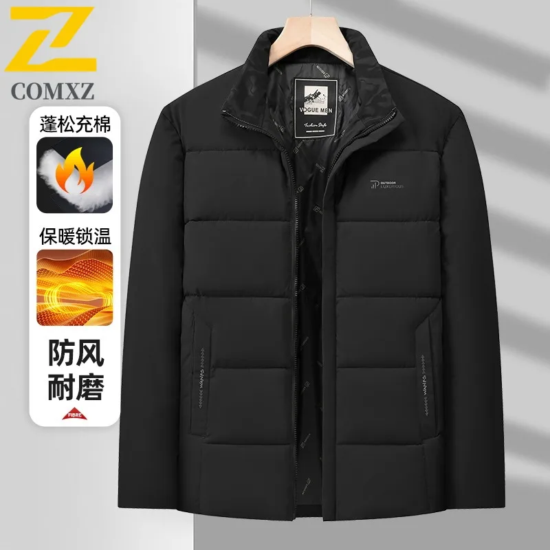 COMXZ Winter Jacket Men Classic Fashion solid color Stand Collar Windproof Parka Korean Female All-match Down Cotton Padded Coat