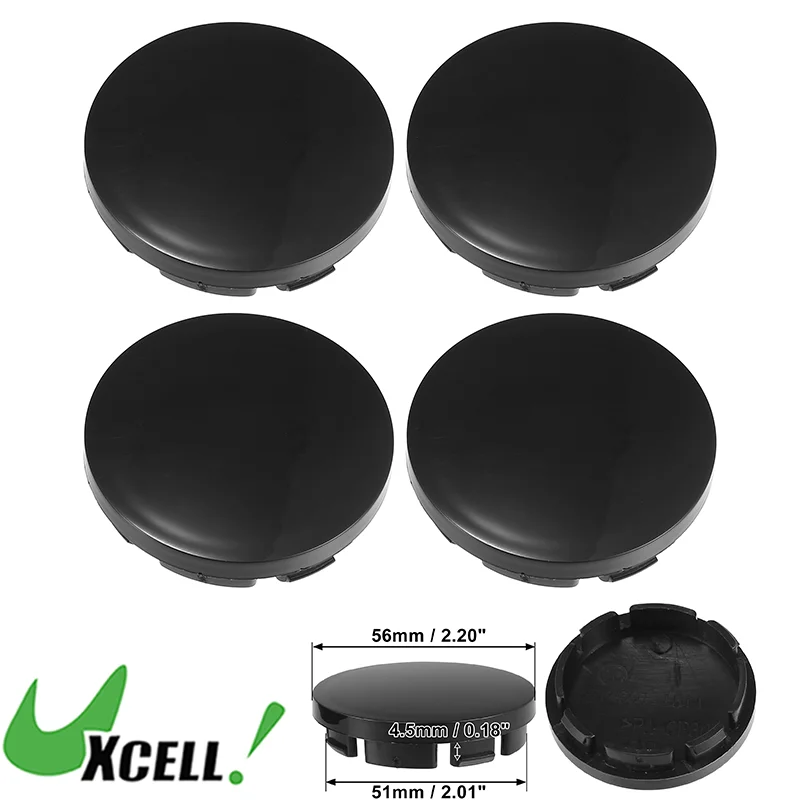 UXCELL 4pcs 5JA601151A Car Wheel Tyre Center Hub Caps Cover Black 56mm Diameter 8 Clips Wheel Centric Caps for Skoda VRS