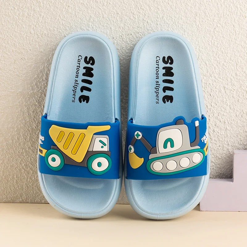 

Детские тапочки с героями мультфильмов для строительной техники, нескользящие шлепанцы для мальчиков