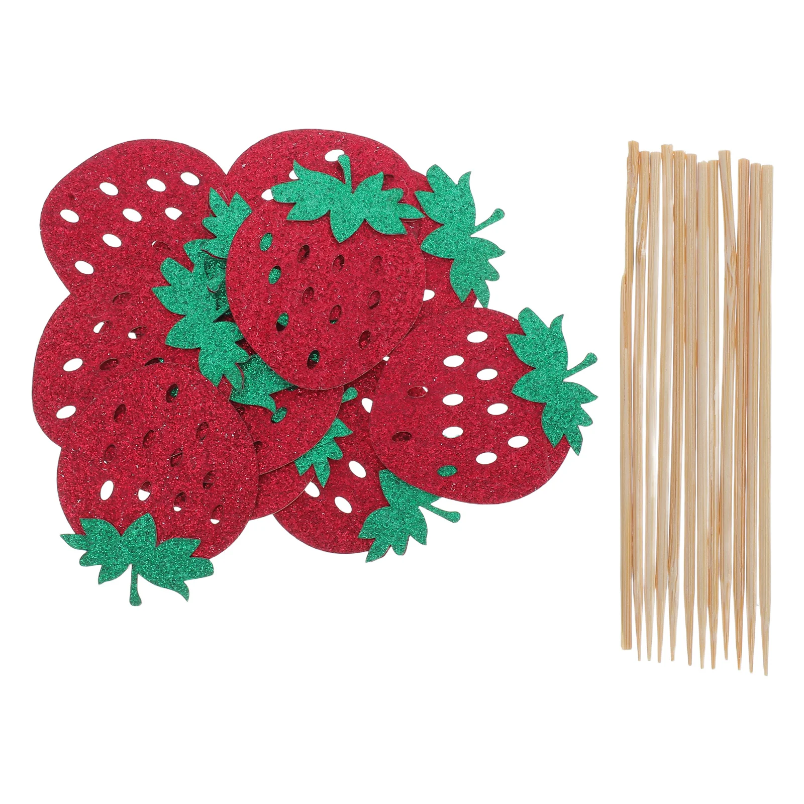 

24Pcs Strawberry Cake Picks Red Glitter Fruit Theme Birthday Wedding Holiday Dessert Table Decorations Strawberry Cake Picks