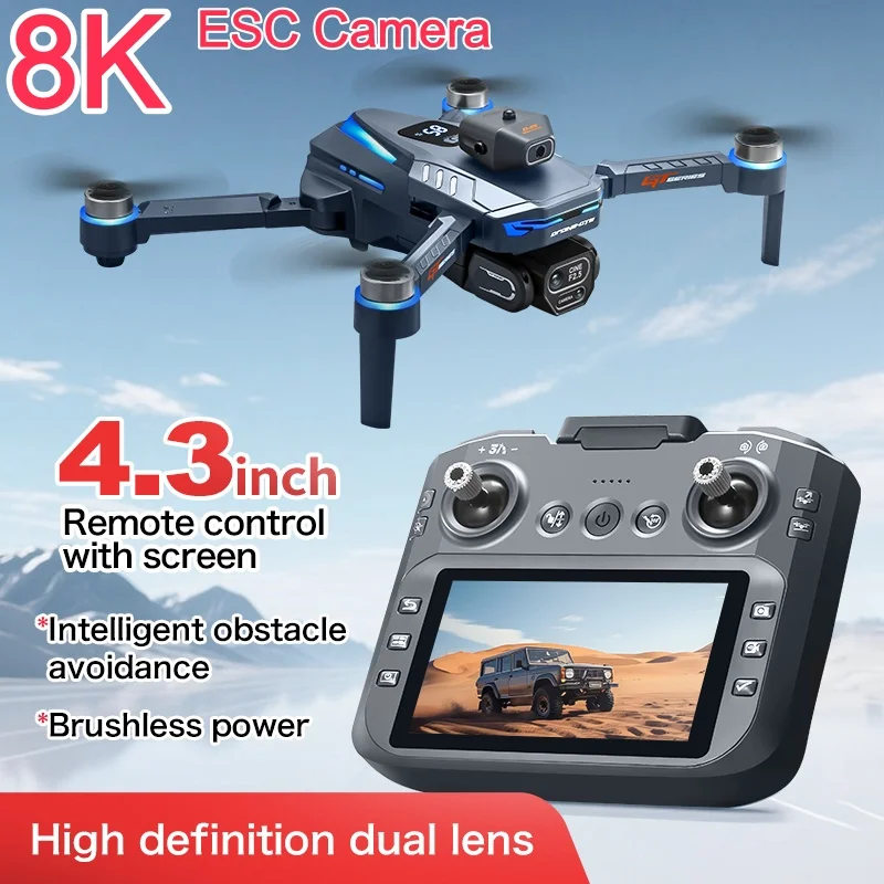 Intelligent Obstacle Avoidance Screen Drone 8K ESC Dual Camera Large Screen Brushless Optical Flow Positioning Drone Quadcopter