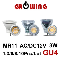 Minifoco LED COB MR11 GU4, lámpara halógena de 12V, 24V, 3W, luz blanca cálida, adecuado para cocina, reemplazo de estudio, 20W, 50W