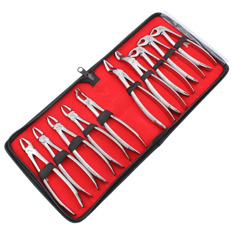 10 Pcs Adult Tooth Extraction Forceps Kit Dental Instruments Surgical Tools Oral Surgery