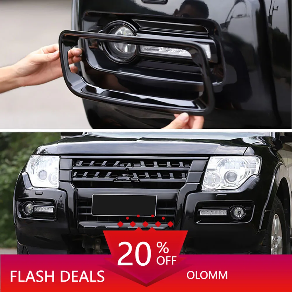 Fit For Mitsubishi Pajero V93 V97 V87 2009-2023 ABS Glossy Black Fog Lamp Shade Cover Car Front Fog Lamp Frame Decorative Cover