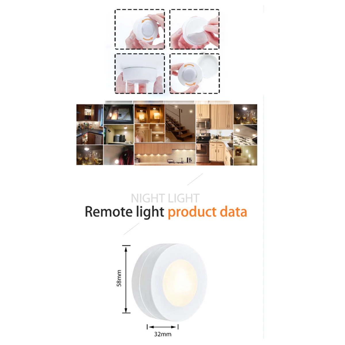 

2Pcs Smart Cabinet Light Wireless LED Lights Dimmable Bright Warm White Touch Control Closet Wardrobe Kitchen Adjustable Angle