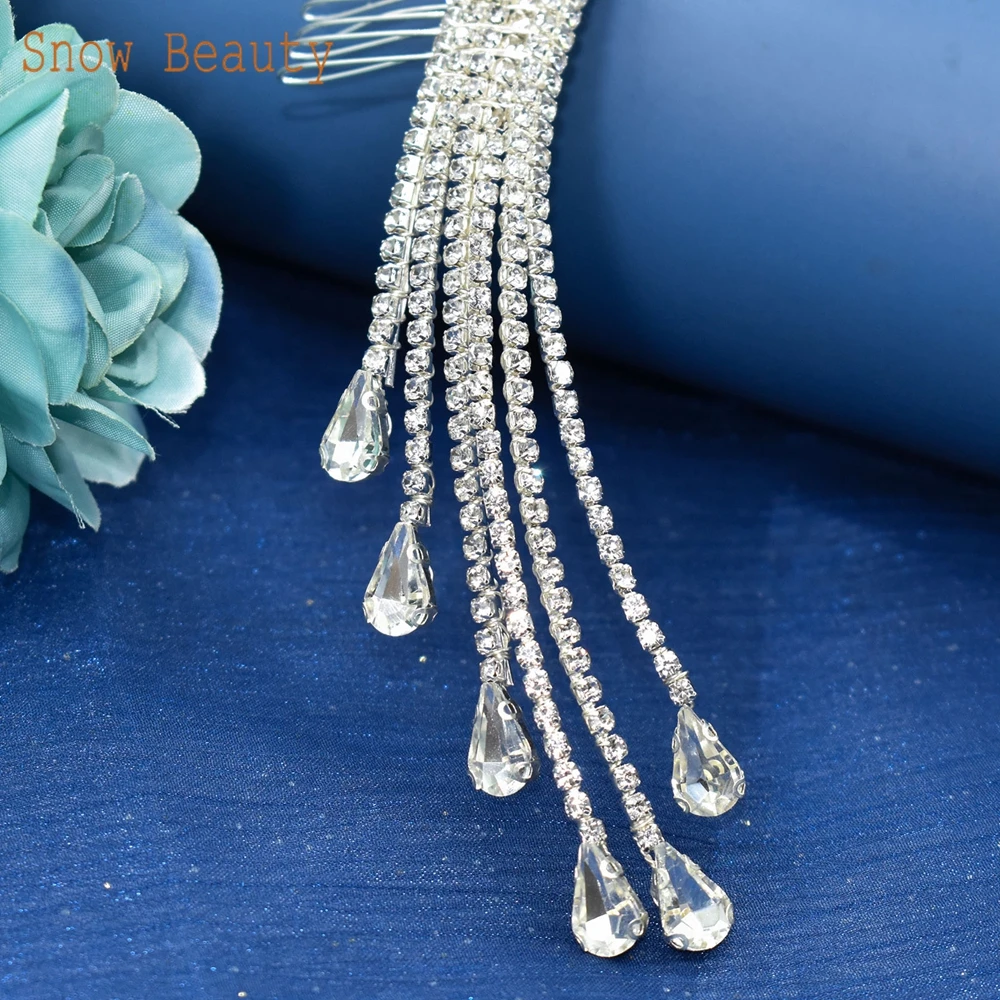 DZ038 Handmade Bridal Comb Wedding Headpiece Bride Hair Ornaments Hair Accessories for Party Crystal Rhinestones Hair Clips