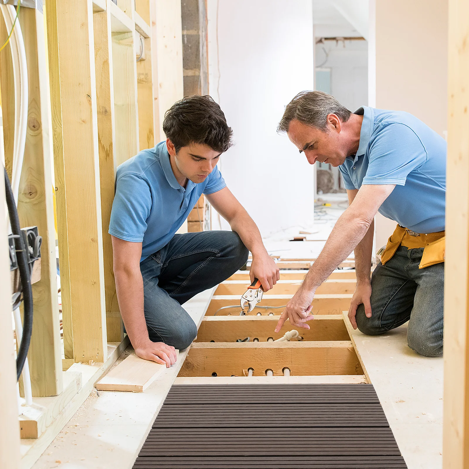 

1Pcs Durable Wood Plastic Splicing Floor Outdoor Composite Moisture Corrosion Resistant Garden Balcony Terrace Backyard