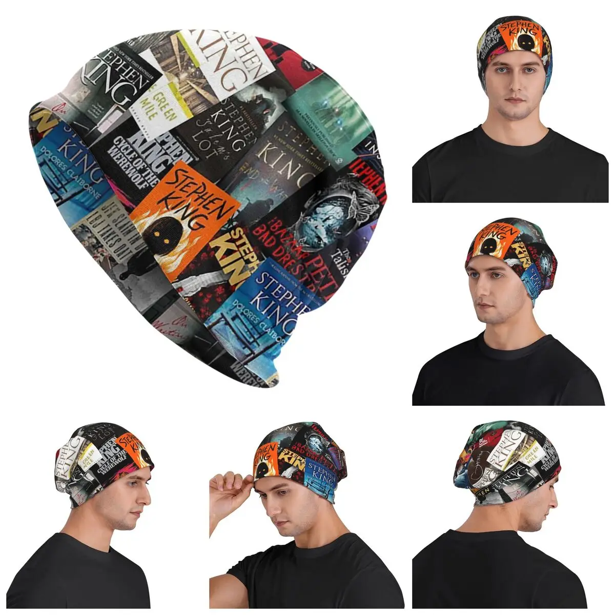Stephen King Book Covers Horror Bookworm Skullies Beanies Hats Warm Autumn Winter Cap Knitted Bonnet Caps for Men Women Adult
