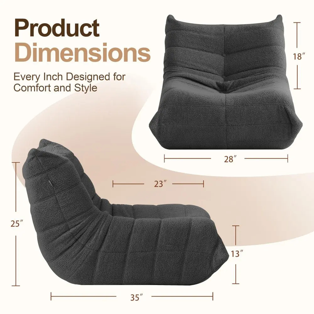 

Comfy Bean Bag Chair for Adults Teens Fireside Floor Lounge Chair,Soft Teddy HighResilience Memory Foam Bean Bag Couch with Non