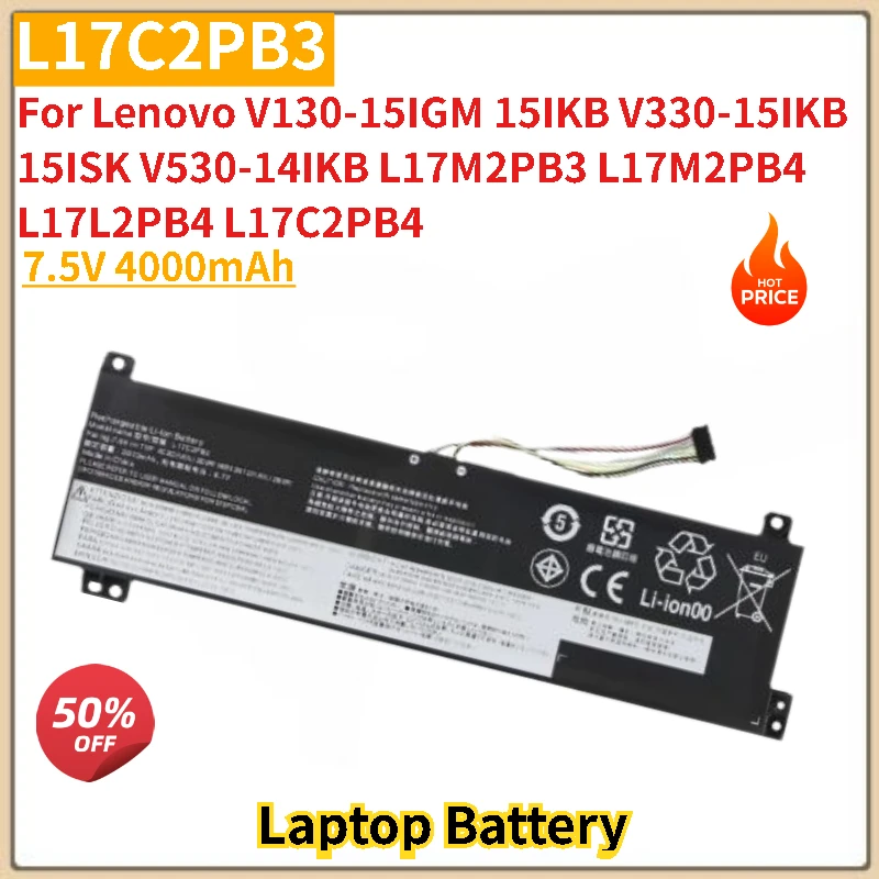 New L17C2PB3 L17L2PB3 Laptop battery 7.5V 4000mAh For Lenovo V330-15IKB 15ISK V530-14IKB V130-15IGM 15IKB L17M2PB3 L17M2PB4