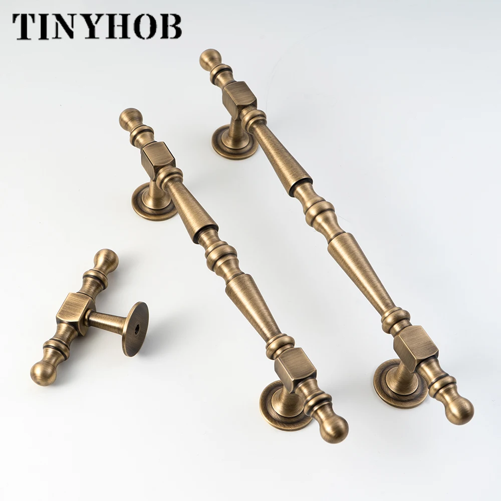 Brass French-style Vintage Luxury Cabinet Pulls, Antique Bronze Drawer Handles, Long Cabinet Handles for Kitchen