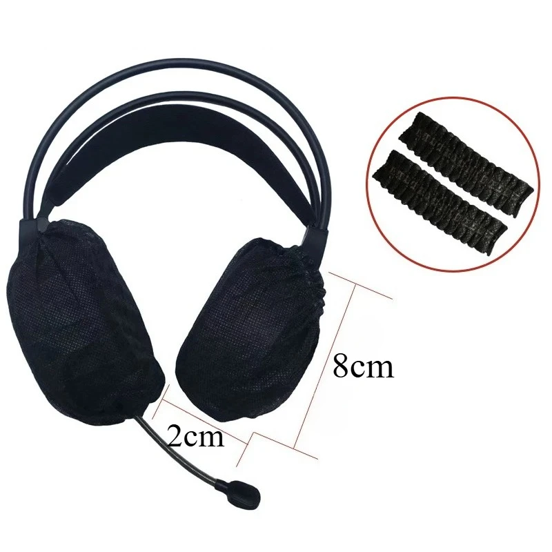100Pcs Disposable Nonwoven Headphone Covers Breathable Germproof Odorless Moisture Proof Sweat Proof Portable for Large Earmuffs