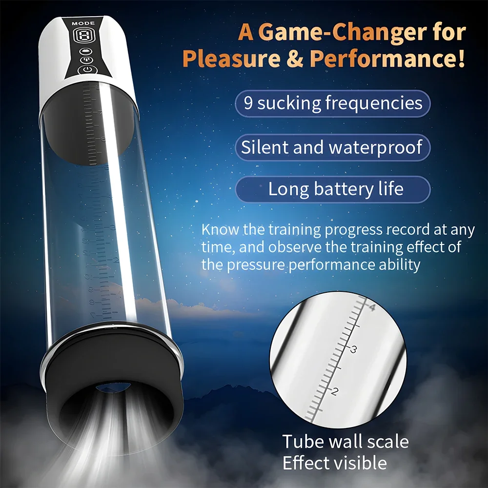 Male Electric Penis Pump Adult Sex Toys Dick Enlarger With 9 Suction Intensities Male Masturbators With Penis Enlargement Tool