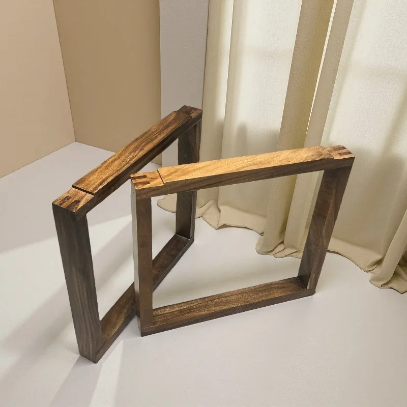 Solid Wood Dining Table Legs Walnut Floating Support Bracket Heavy Duty Table Base for Large Tabletop DIY Farmhouse Table Frame