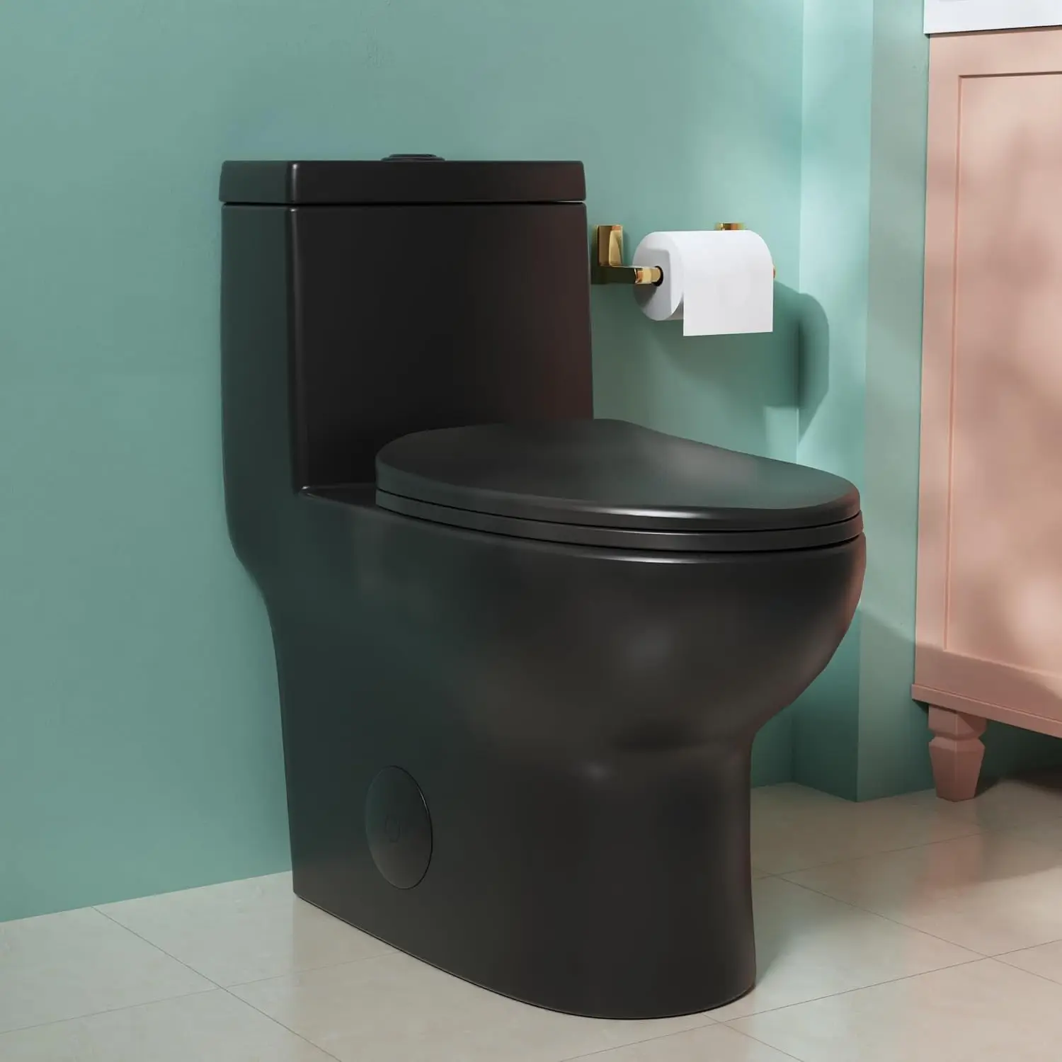 Elongated One Piece Toilet Dual Flush Toilet with Comfortable Seat Height Powerful Quiet Modern Standard Toilet for Bathroom