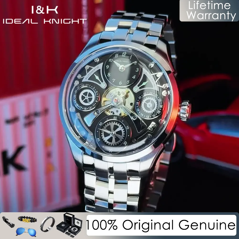 Ideal Knight New Watches for Men Luxury Personality Hollow Automatic Mechanical Men's Watches Luminous Waterproof Man Watch 6820