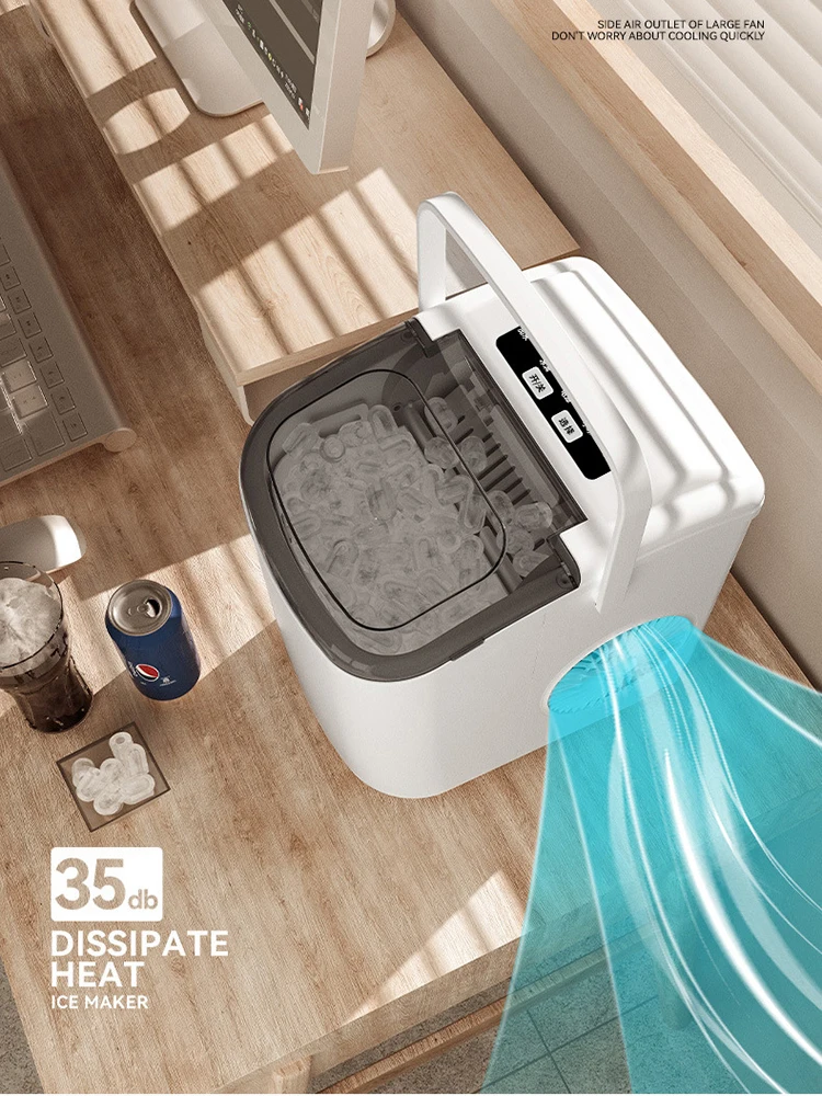 Macchina per il ghiaccio automatica Commerciale 15 kg Macchina per cubetti di ghiaccio Domestica Piccolo dormitorio Studenti Macchina per fare il ghiaccio rotonda intelligente 220V