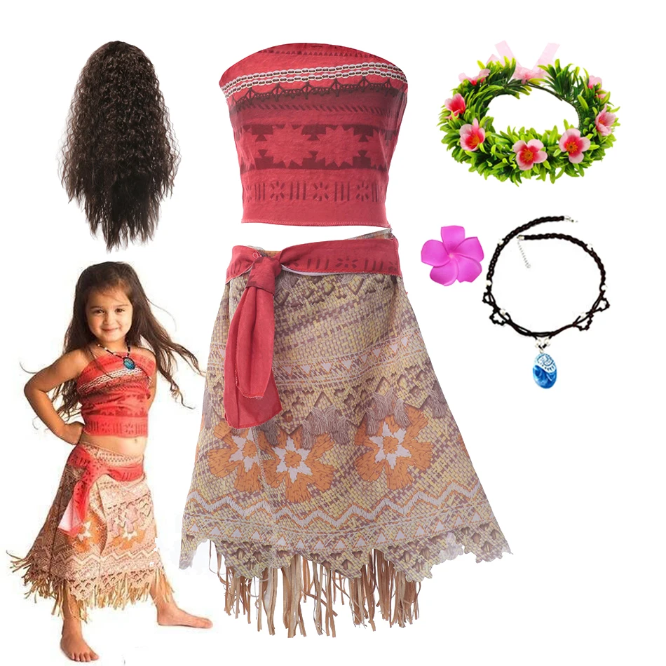 

Костюм фильма Moana Episode 2, платье принцессы Вайаны для ролевых игр, карнавальный наряд для девочек, полинезийская пляжная одежда для малышей