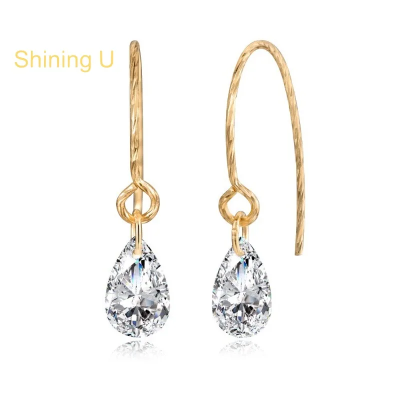 

Shining U S925 Silver Pear Gems Drop Earrings for Women Fine Jewelry Summer