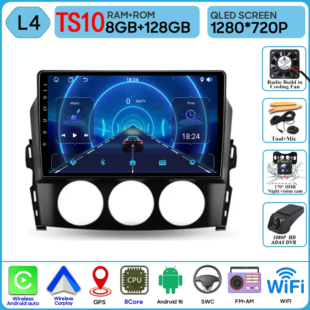 Autoradio Voor Mazda MX-5 MX5 III 3 NC 2005-2015 Stereo Multimedia Speler Carplay Android Auto GPS Video scherm 5G Wifi Geen 2din