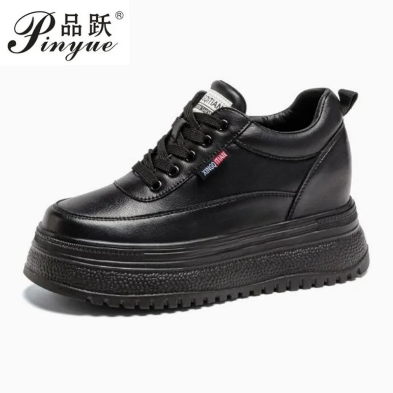 

Женская прогулочная обувь из натуральной кожи 8 см, 3 дюйма, осенне-весенняя повседневная обувь для женщин, белые туфли, модные кроссовки на платформе 34-39