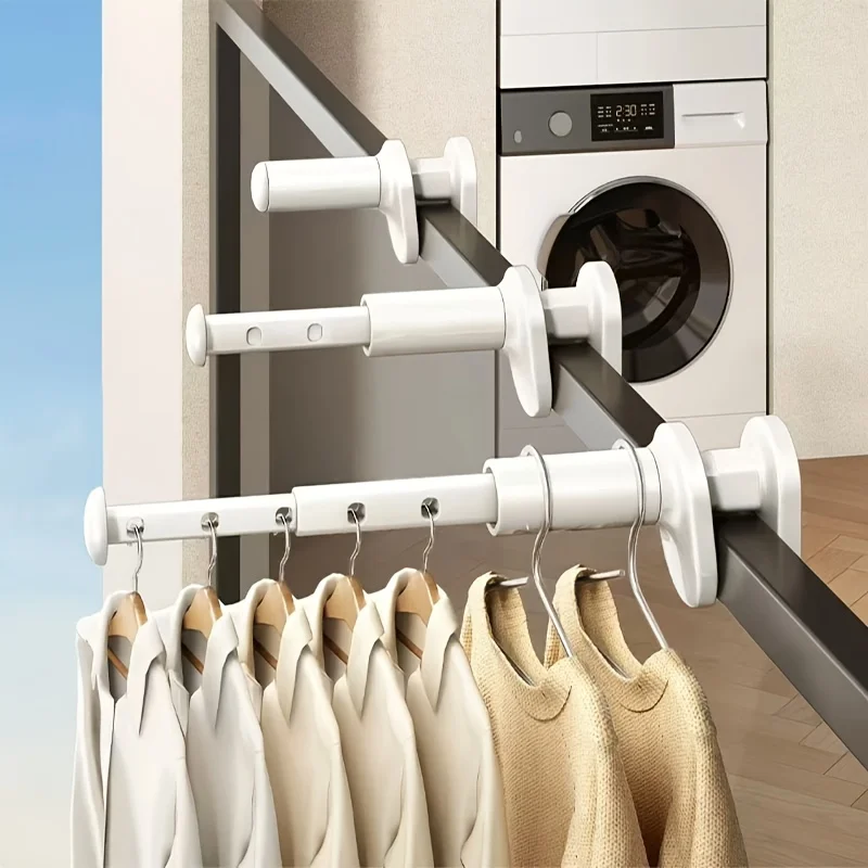 

Folding Clothes Drying Rack Window Clothes Rack Foldable Clothes Hanger Drying Rack Rod for Hotel Suitable for Travel