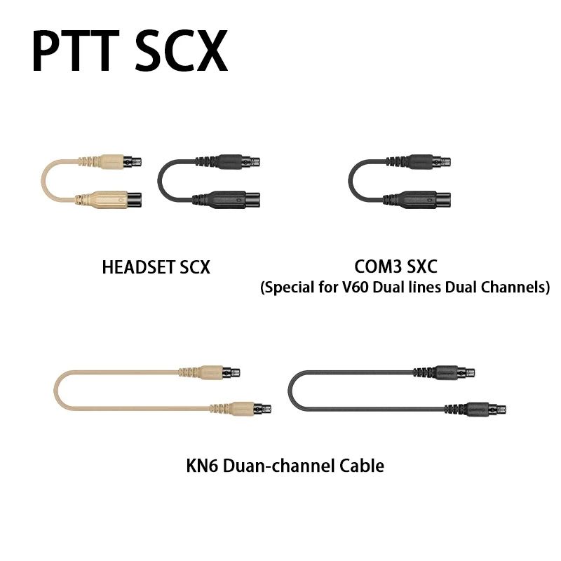FCS-TACTICAL AMP Tactical Headset V20 V60 PTT Connects Cable Adaptor，Connector Standard KN6 to BAOFENG KENWOOD TYT