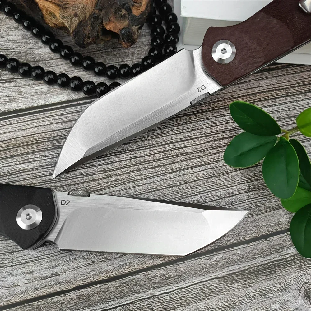 Hunting Pocket Folding Knife D2 Steel Blade G10 Steel Handle Ball Bearing Quick Release EDC Knife Survival Tactical Rescue Knife