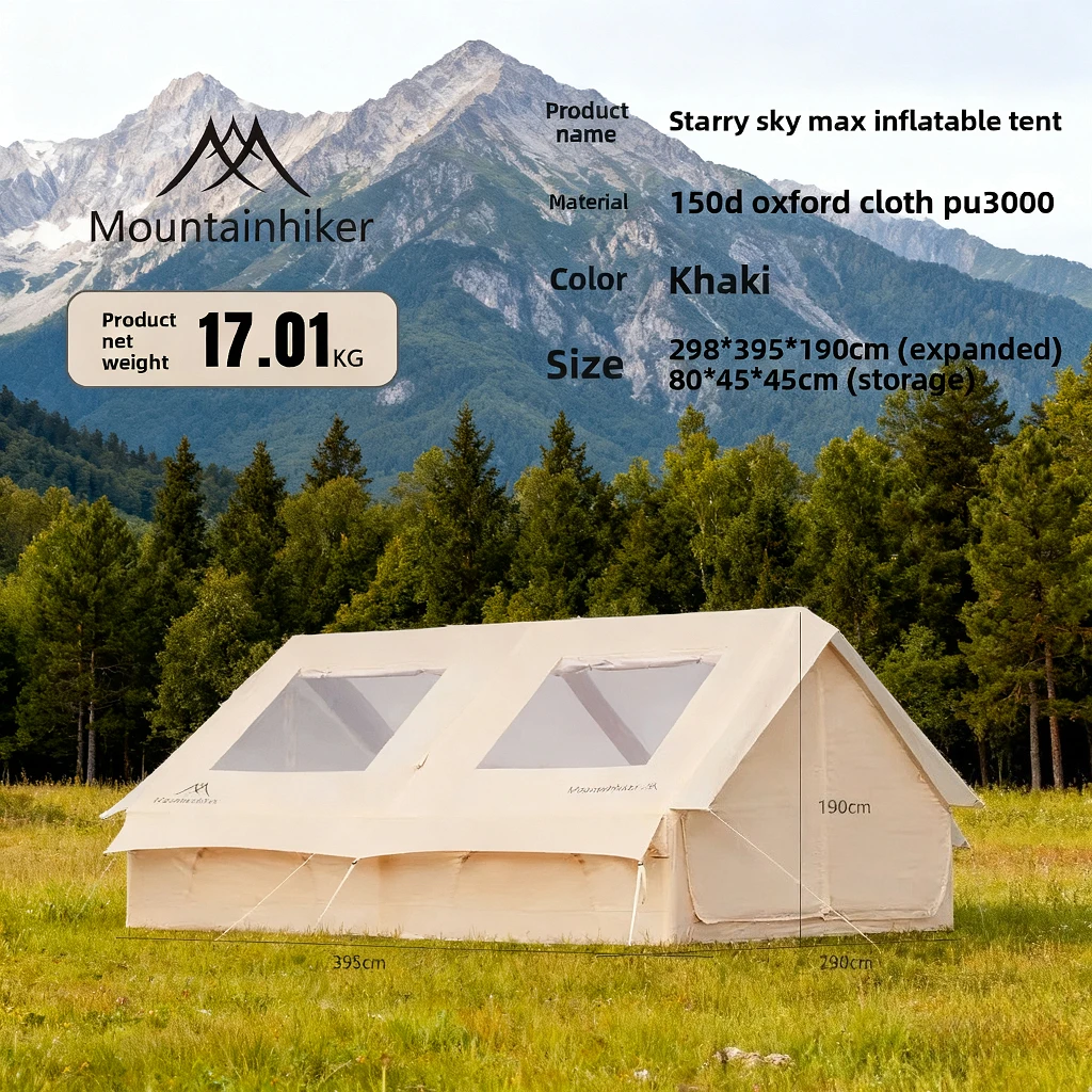 

MOUNTAINHIKER Двойная дверь 12. ㎡ Надувная палатка MAX «Звездное небо», просвет для наблюдения, 5/10P, для кемпинга, путешествий, пешего туризма, рыбалки, Te