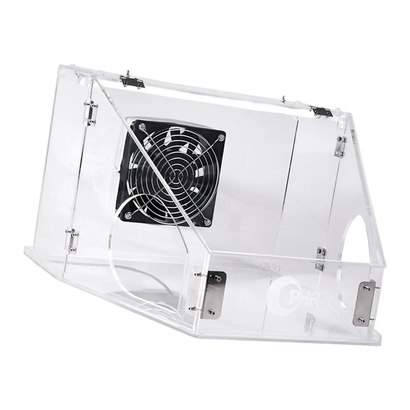 Grinding Dust Box with Fan Built in Lights for Table Polisher Clear Polishing Case Dust Cover for Metal Cutting Micro Sculpting