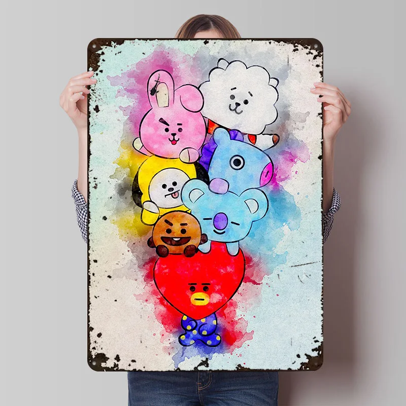 BTS BT12-Póster de Metal de fantasía, carteles de Metal, arte de pared, letrero de estaño personalizado para decoración del hogar, decoraciones de dormitorio, decoración para habitación Retro