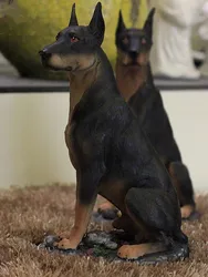 Home Decor Doberman Ornaments Simulated Animal design Dog with Base Figurines Hound Decorations Room Accessories Miniatures