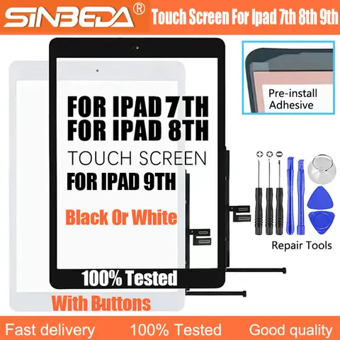 For Ipad 7th 8th 9th Digitizer Touch Screen Panel Touch Display Digitizer For Ipad7 Ipad8 Ipad9 Touch Screen Home Button Bezel