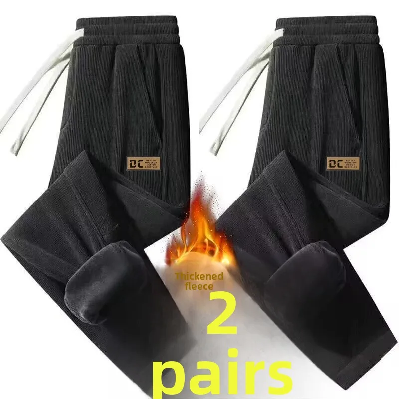 Thickened Fleece Women's Casual Pants Autumn Winter Corduroy Warm Trousers Wear-resistant Dirty-resistant Cuffed Sports Sweat...