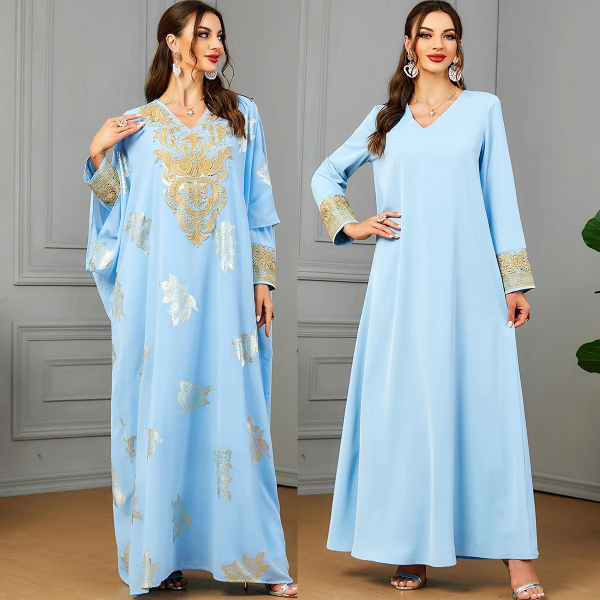 UNI Muslim Women Party 2 Piece Set Long Dress Dubai Robe Saudi Abaya Vestidos Morocco Jalabiya Eid Ramadan Modest Dresses Abayas