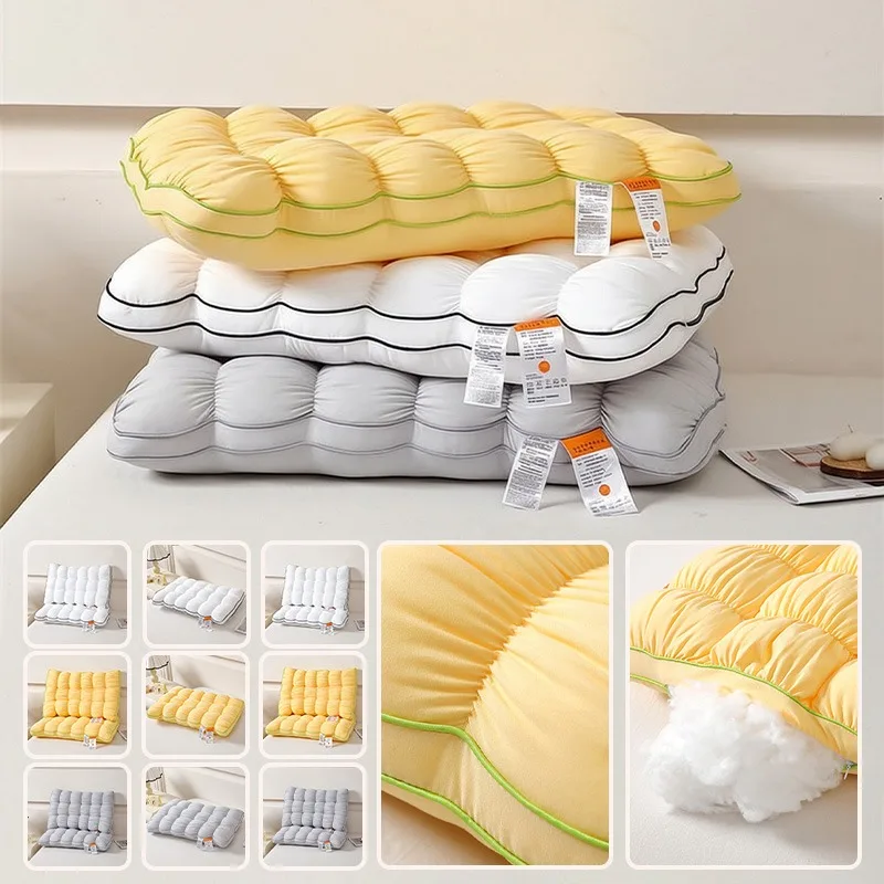 48x74cm French Fluffy Cloud Bread Pillow Quilted Neck Support Sleep Pillow For Student Dormitory Men Women Bedding Supplies