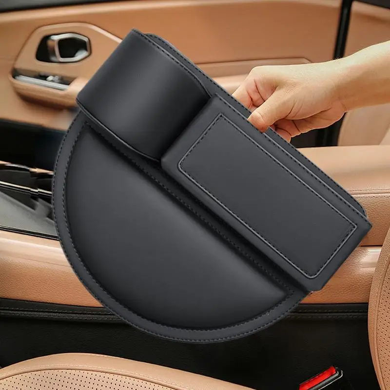 Car Seat Gap Organizer Waterproof PU Leather Seat Interval Bag With Cup Holder Universaal Seat Crevice Storage Box For Cars SUVs