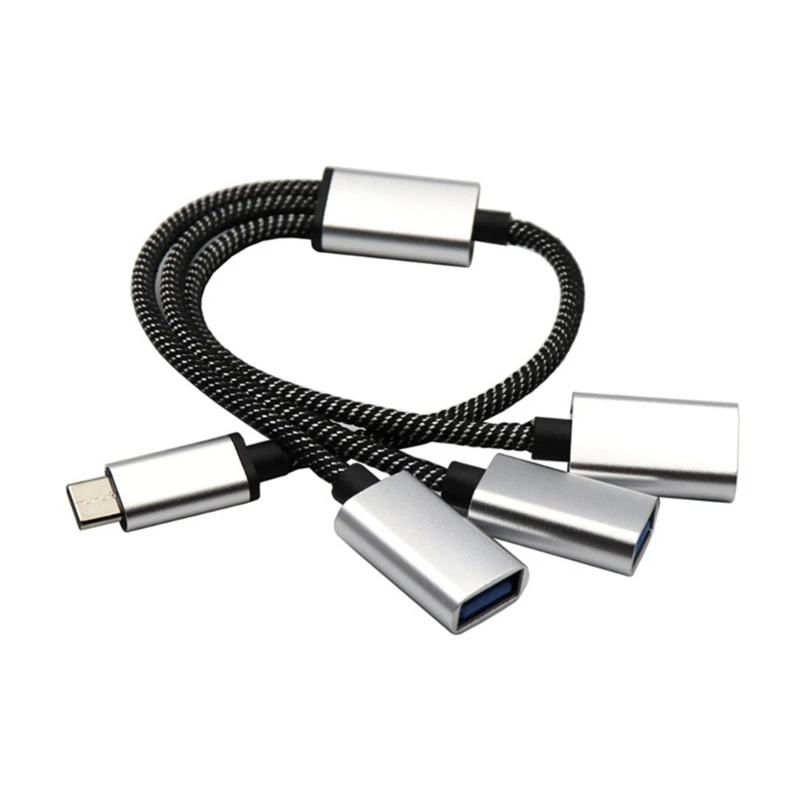 2/3 in 1 USB2.0 OTG Adapter Type C Male Plug To 2/3 USB 2.0 Female OTG Extension Cable HUB Data Cable Power Adapter