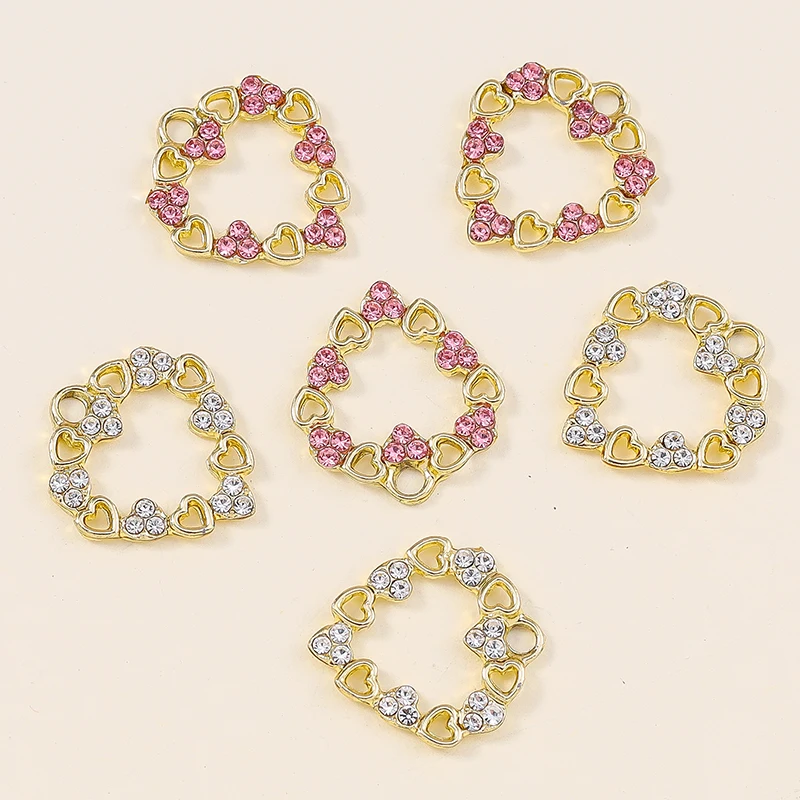 10pcs Fashion Crystal Heart Charms Cute Romantic Love Heart Pendants For Earrings Necklace Handamde DIY Jewelry Findings Crafts