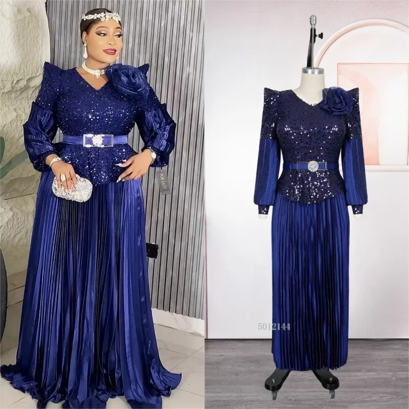Elegant Long Sleeve Dresses For Women Luxury Sequin Maxi Robes Wedding Party Evening Gown 2025 Autumn Winter Birthday Clothing