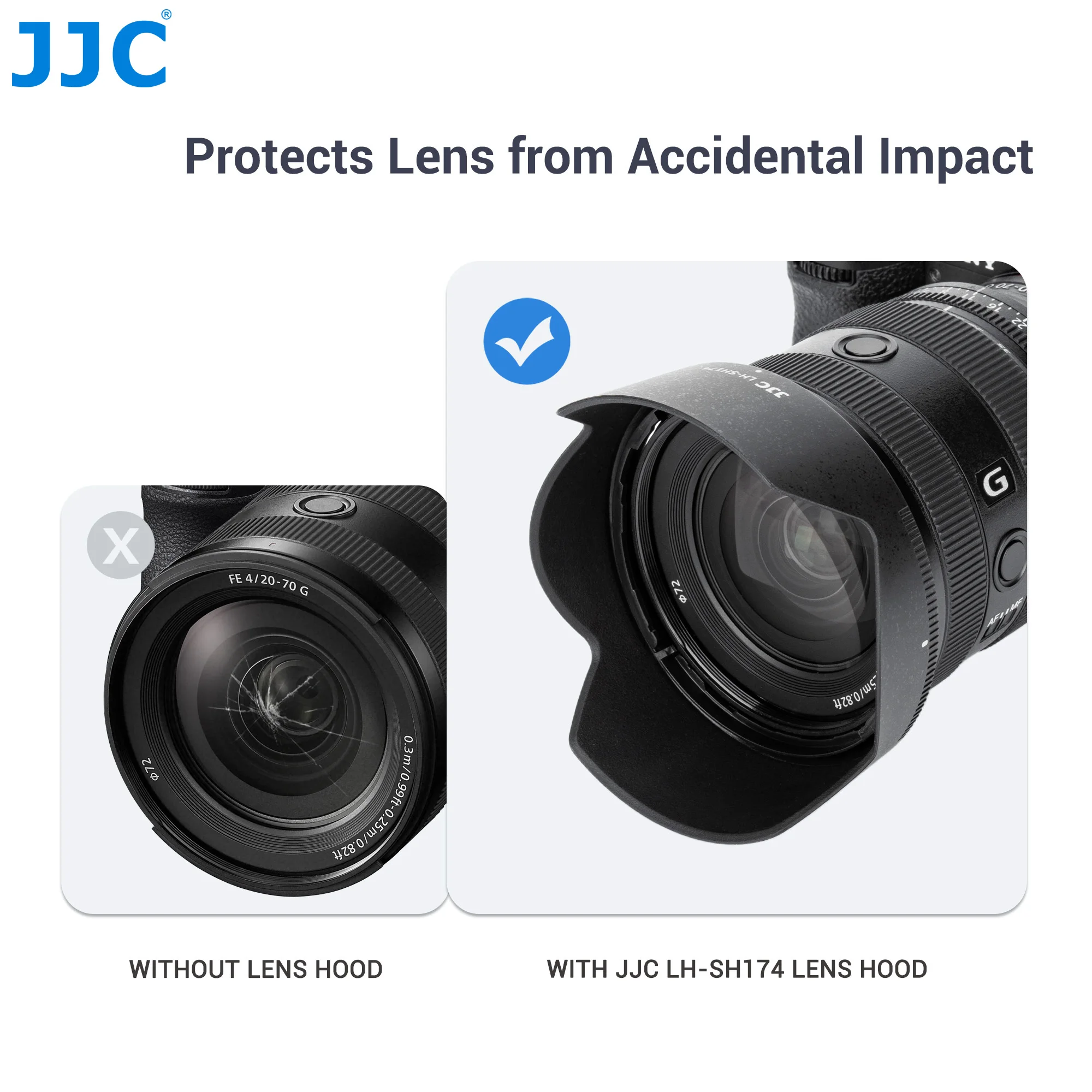 SONY FE 20-70mm F4 G SEL2070G レンズフードヒビあり JJC レンズフード Sony FE 20-70mm F4 G 72mm