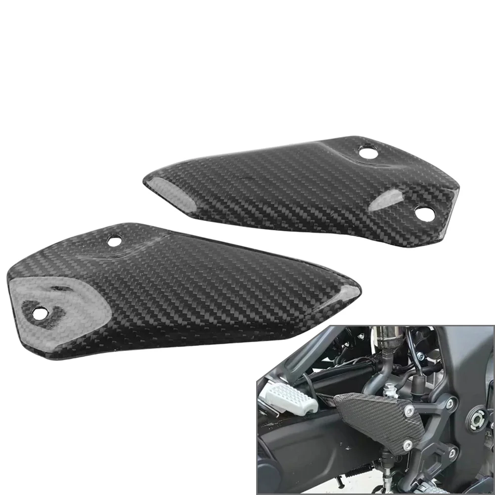 2Pcs Carbon Fiber Motorcycle Foot Peg Heel Plates Guard For Kawasaki ZX4R ZX4RR ZX25R All year