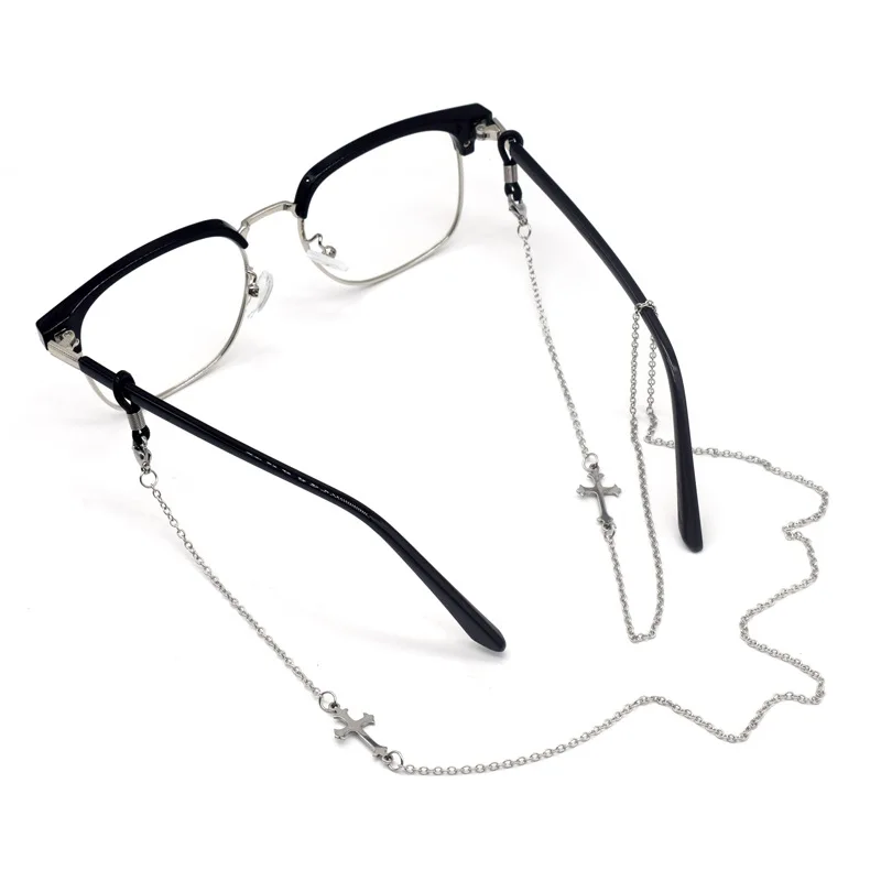 Steel Glasses Chain Cross Decorative Pendant Glasses Hanging Neck Chain for Men and Women